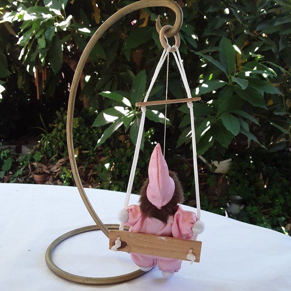 Sweet Little Harlequin Jester Clown Doll On A Swing Preowned - Picture 4 of 11